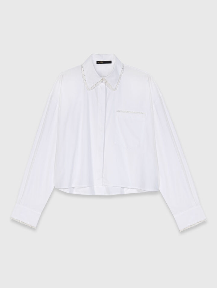 Crochet collar shirt