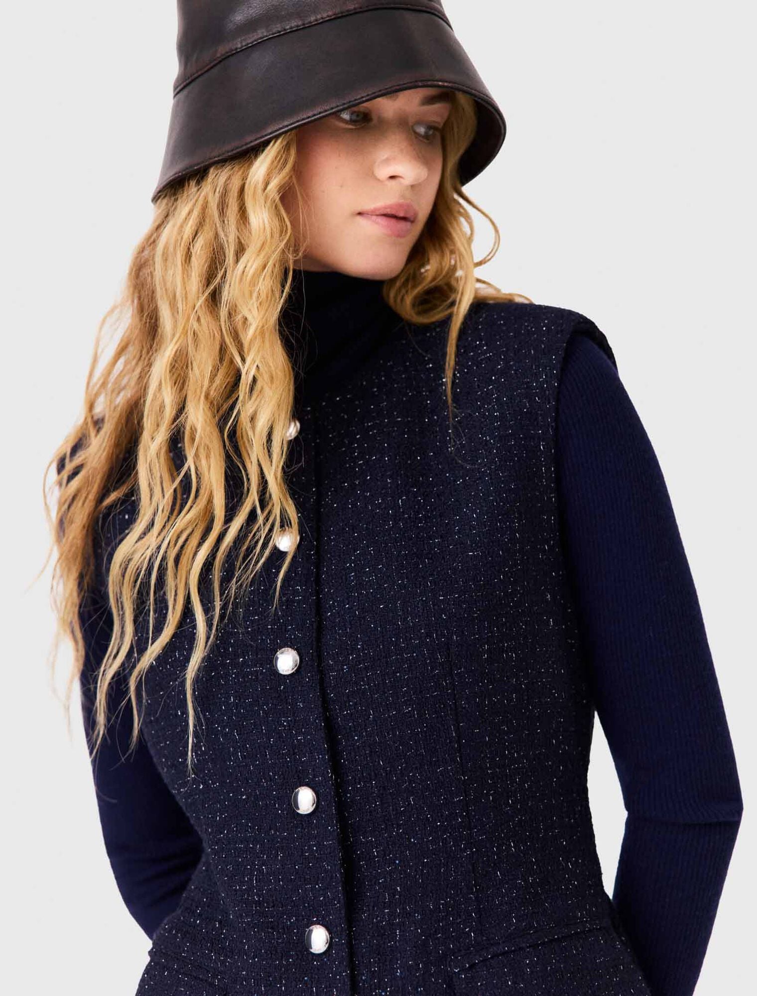 Short lurex tweed dress