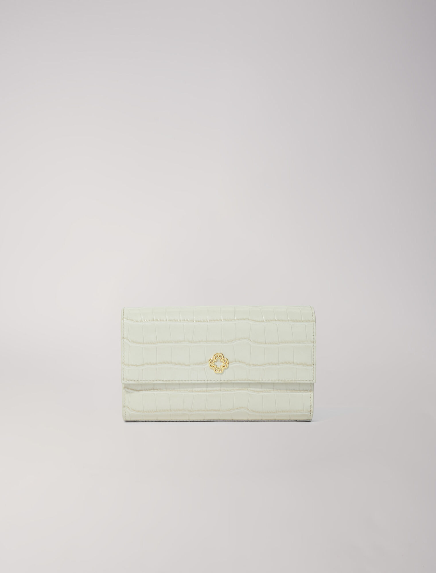 Croc-effect embossed leather bag