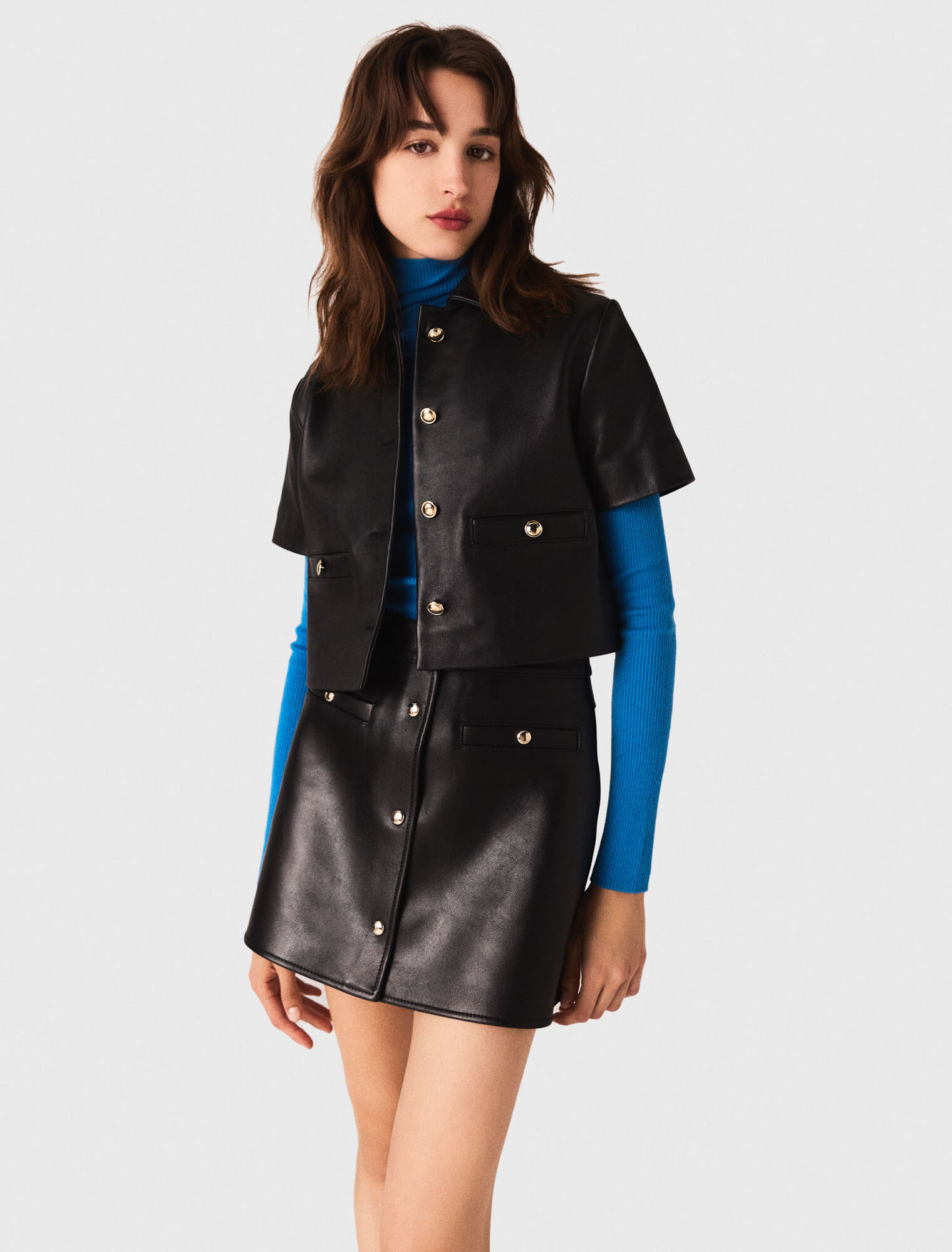 Cropped leather jacket