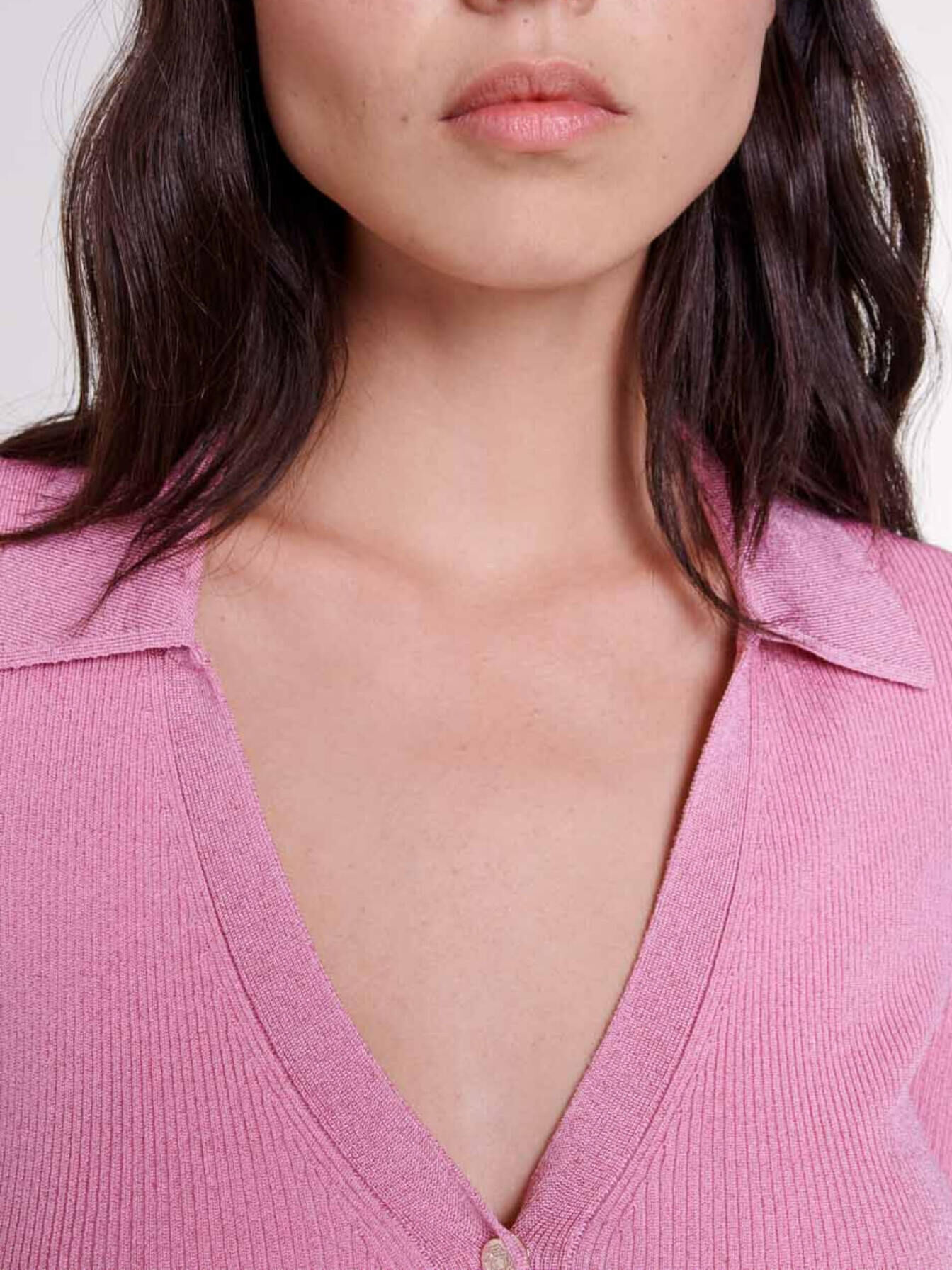 rozem23です。 Sparkly ribbed knit dress Pink for Women | Maje