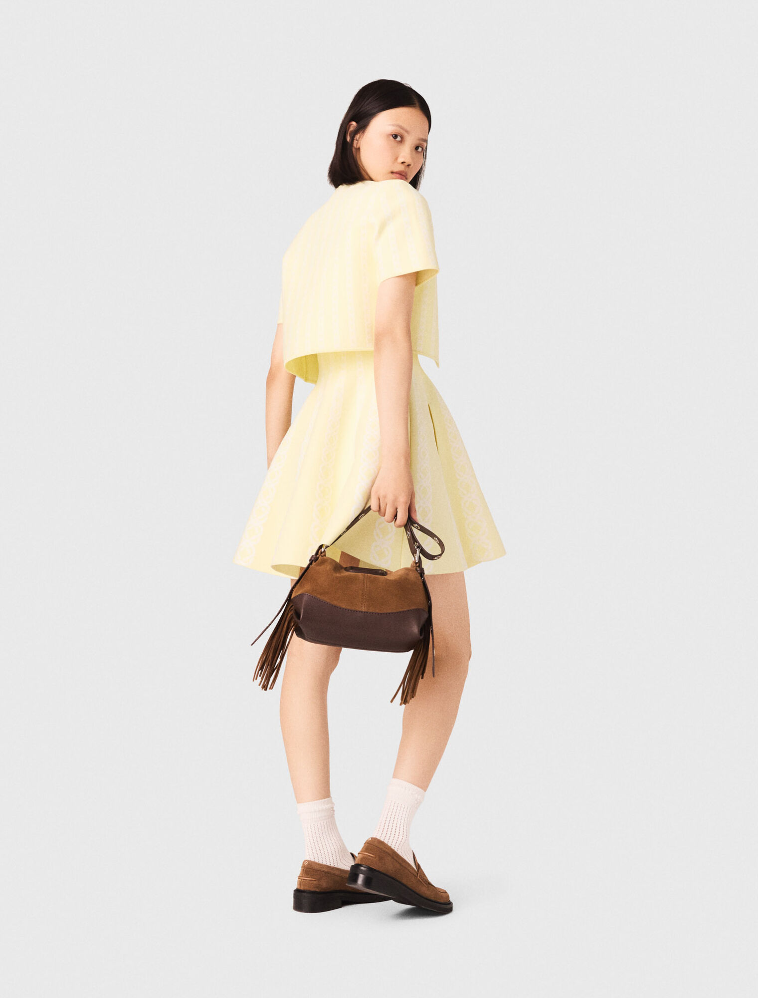 Cropped fancy knit cardigan