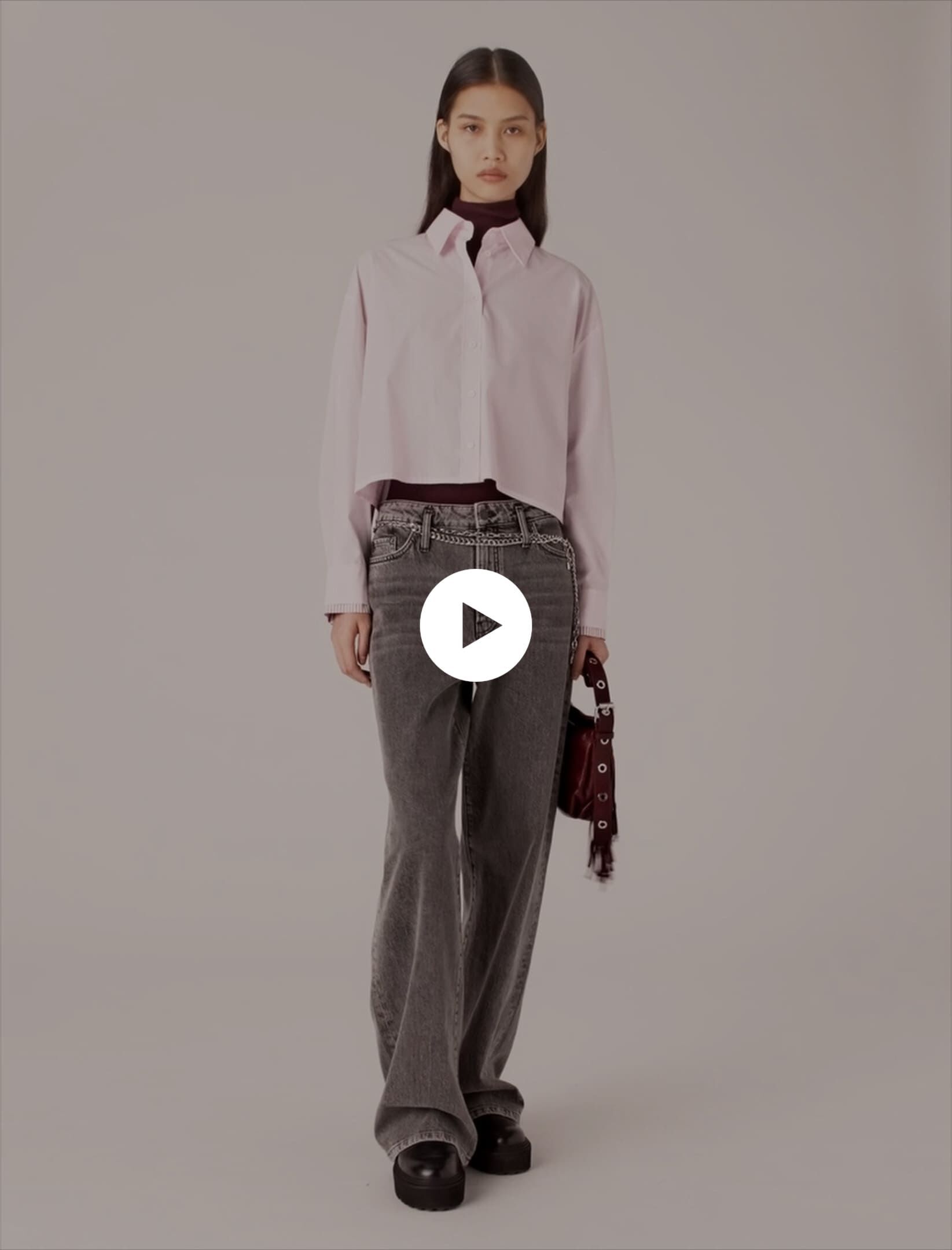 Wide-leg jeans with chain-link belt Black / Gray for Women Wide-leg jeans with chain-link belt Black / Gray for Women