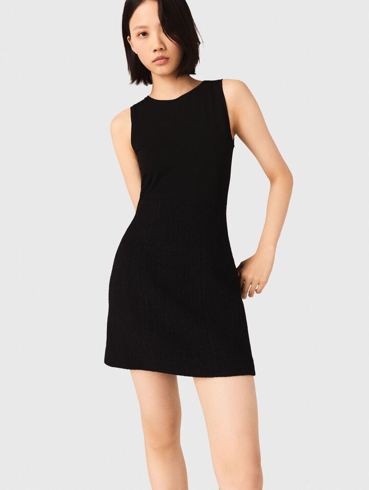 2-in-1 shiny tweed dress
