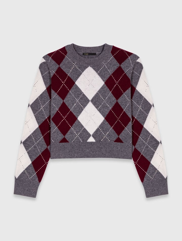 Cropped argyle jumper