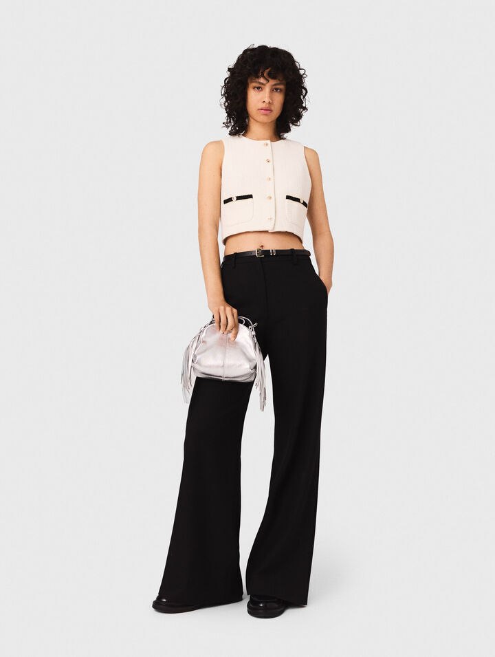 Sleeveless tweed lurex top
