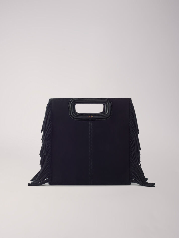 Fringed M bag in suede