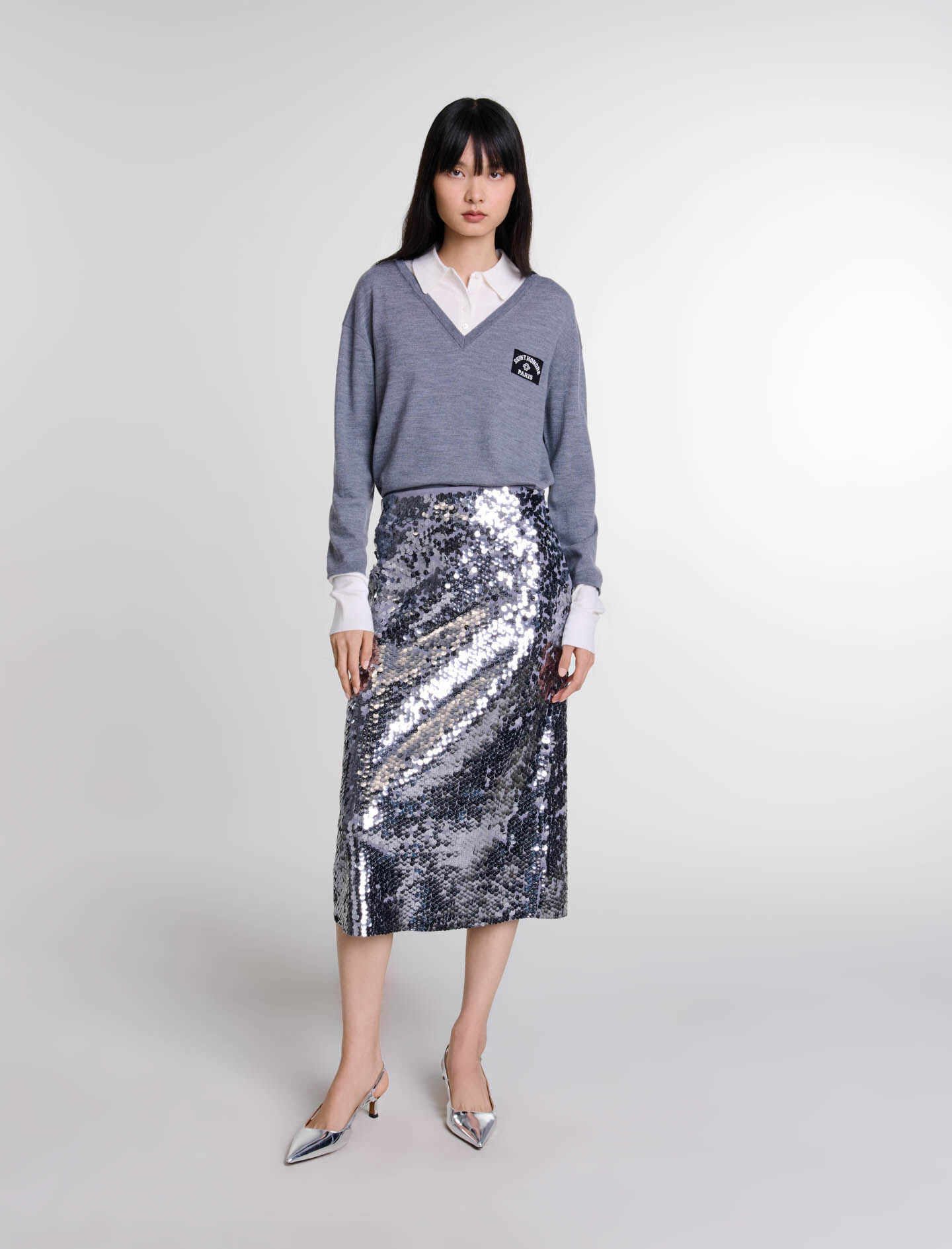 Sequinned knit top - Tops | Maje