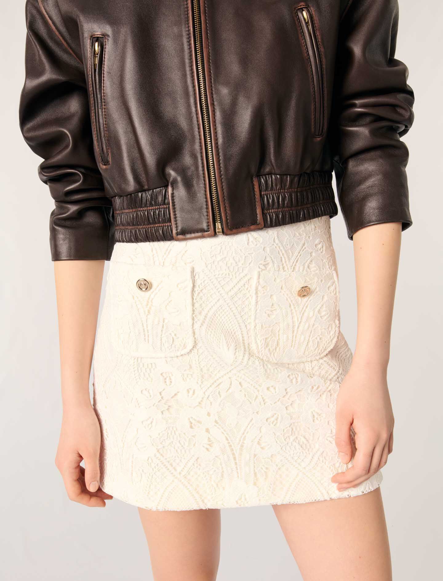 Short guipure skirt White for Women | Maje