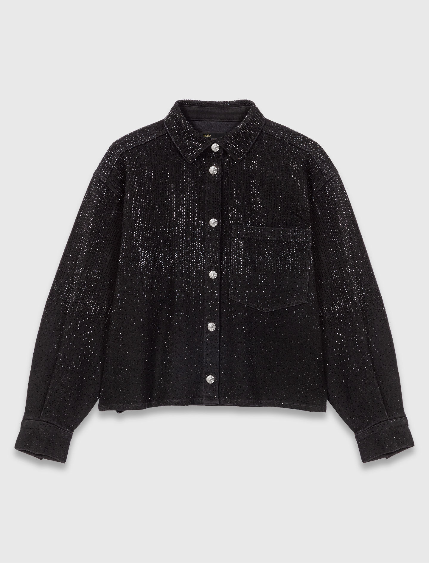 Rhinestone denim shirt Black / Gray for Women | Maje Rhinestone denim shirt Black / Gray for Women | Maje