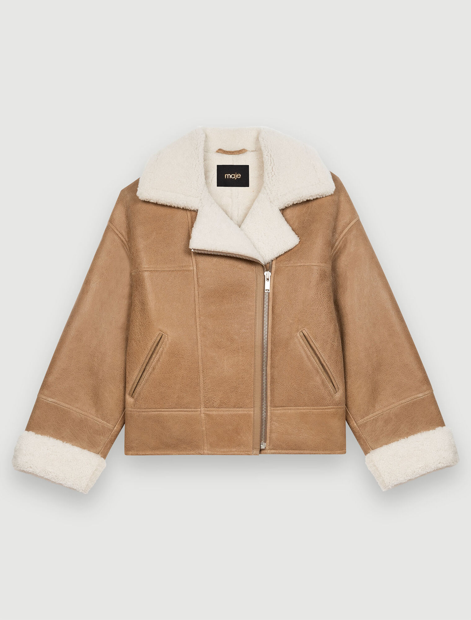 Two-tone shearling coat