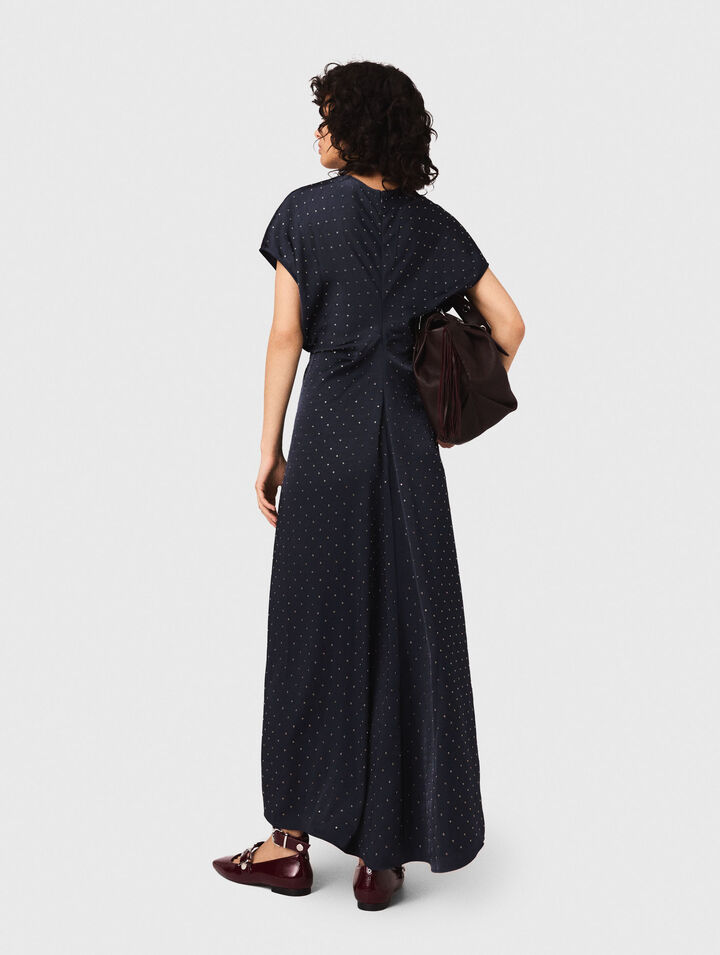 Studded satin maxi dress