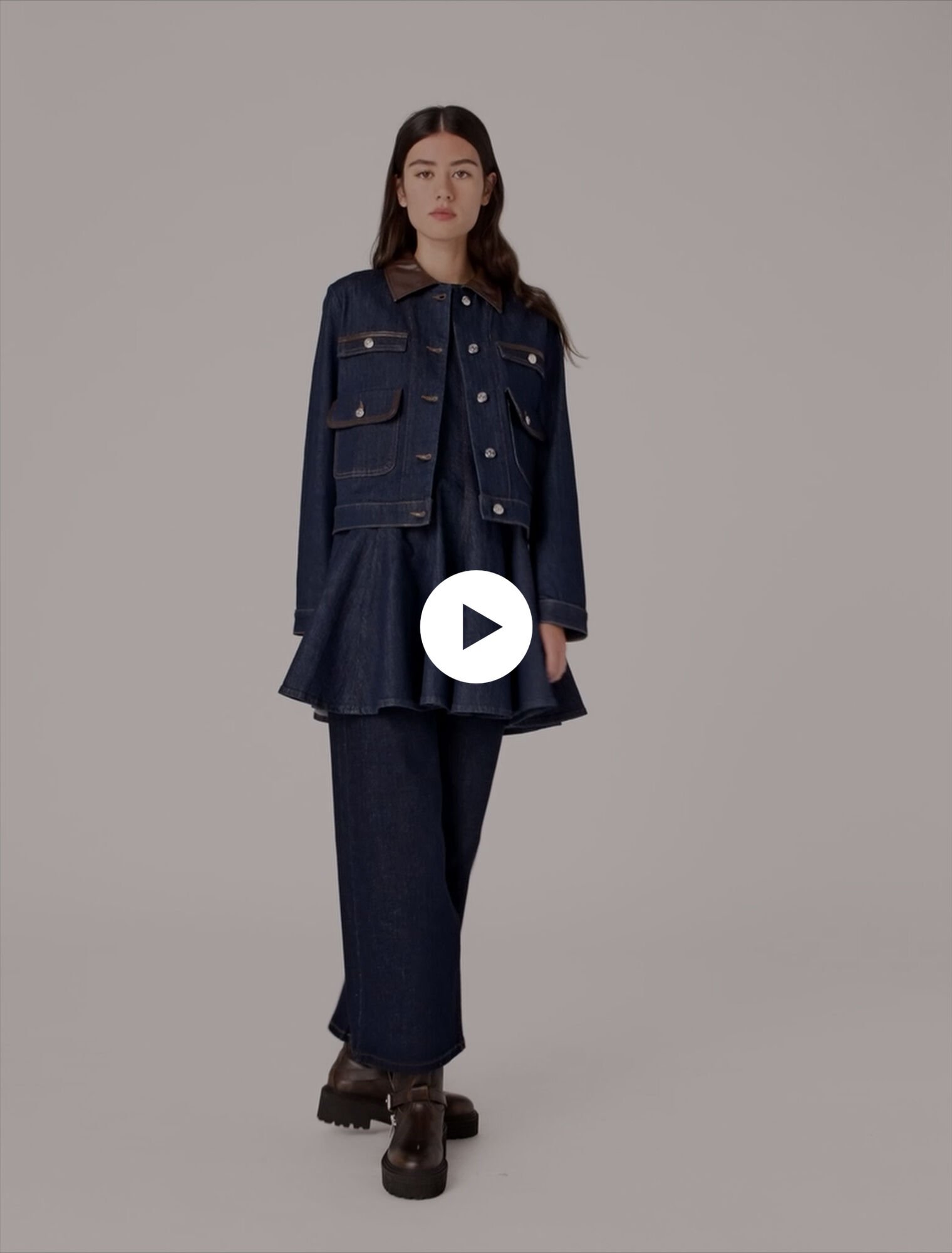Denim jacket with faux leather