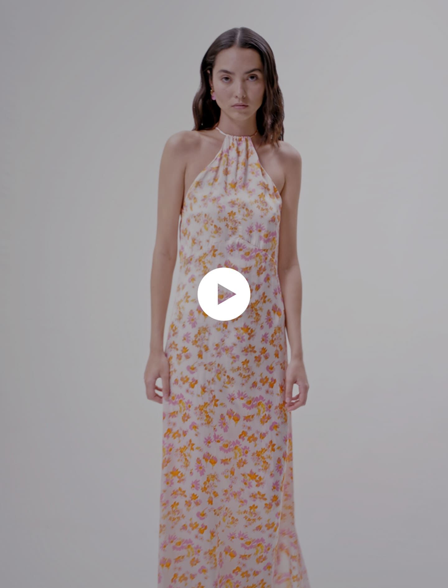 Floral satin effect maxi dress