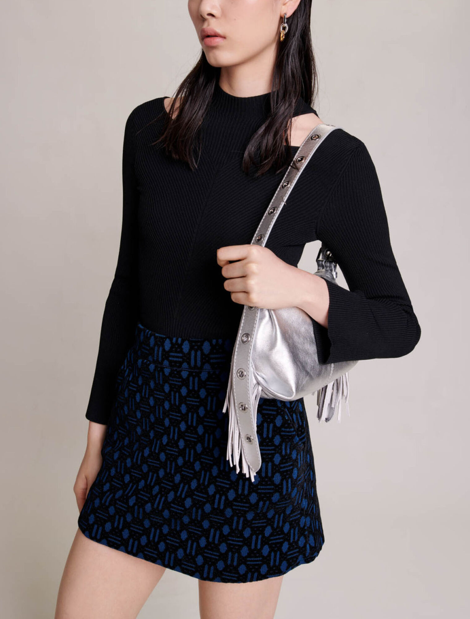 Velvet jacquard skort