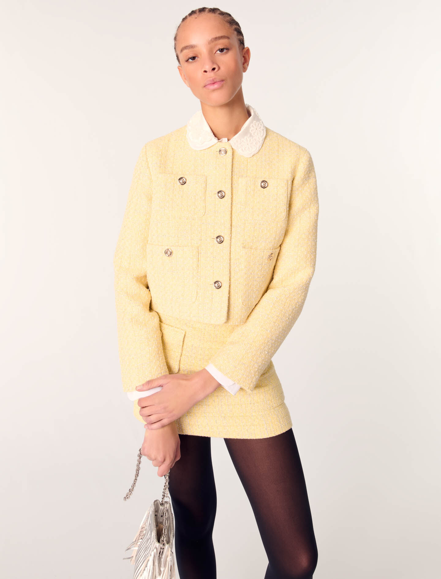 Short tweed and lurex jacket - Blazers | Maje Short tweed and lurex jacket - Blazers | Maje