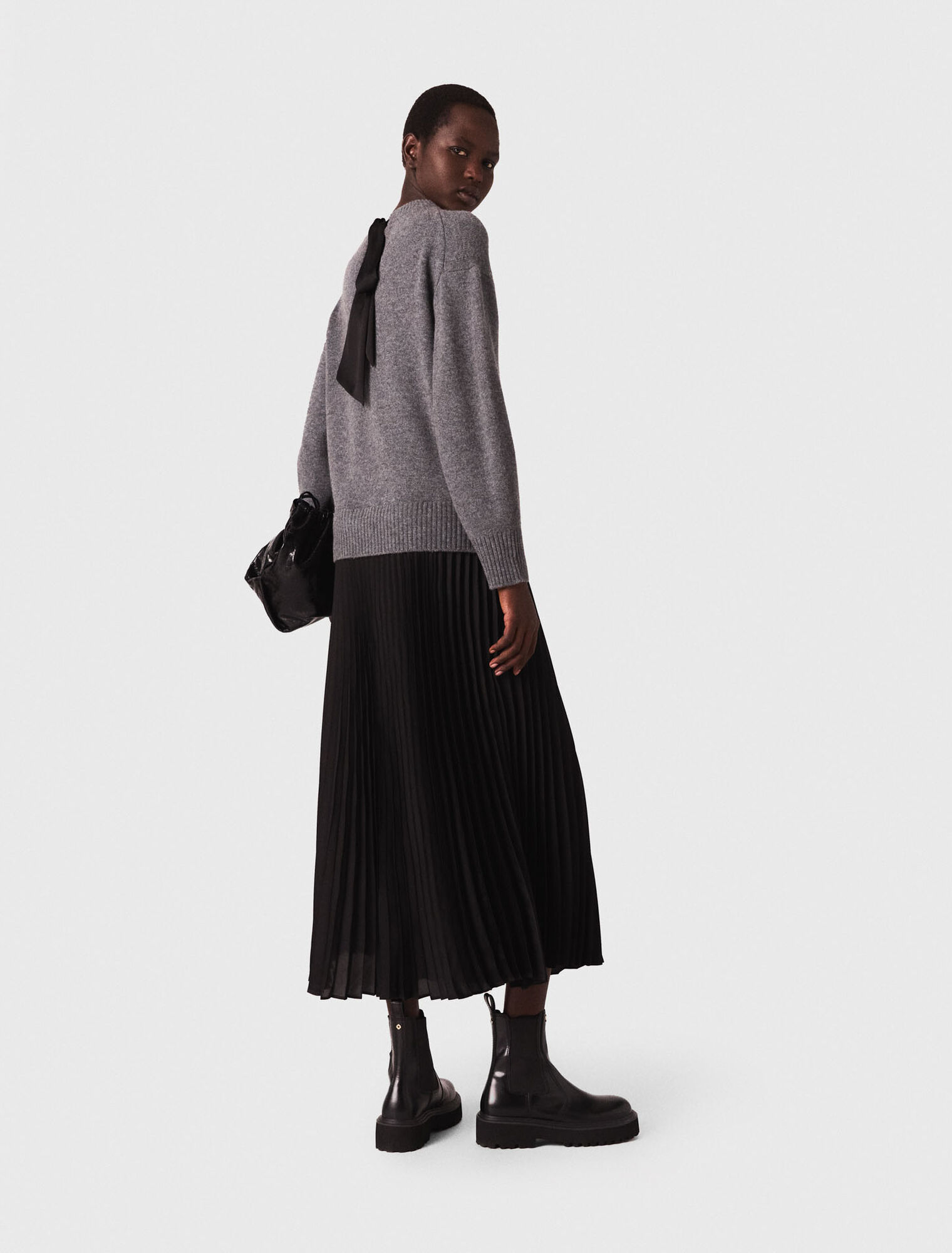 Dual-material maxi dress