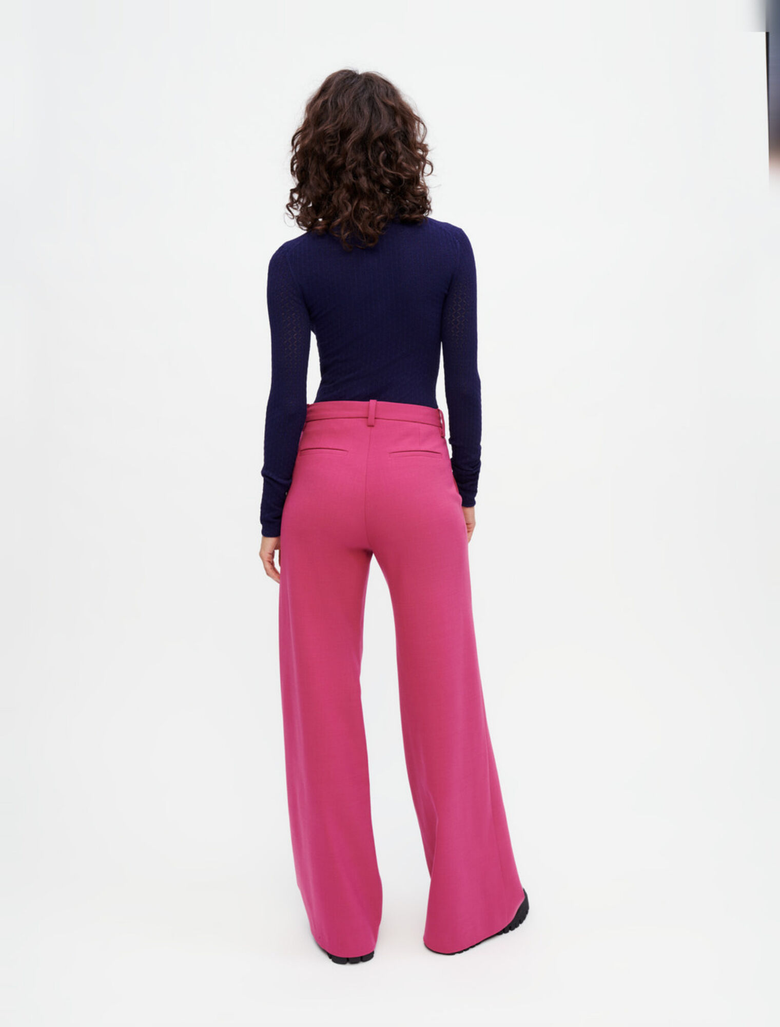 Wide-leg stretch tailoring pants