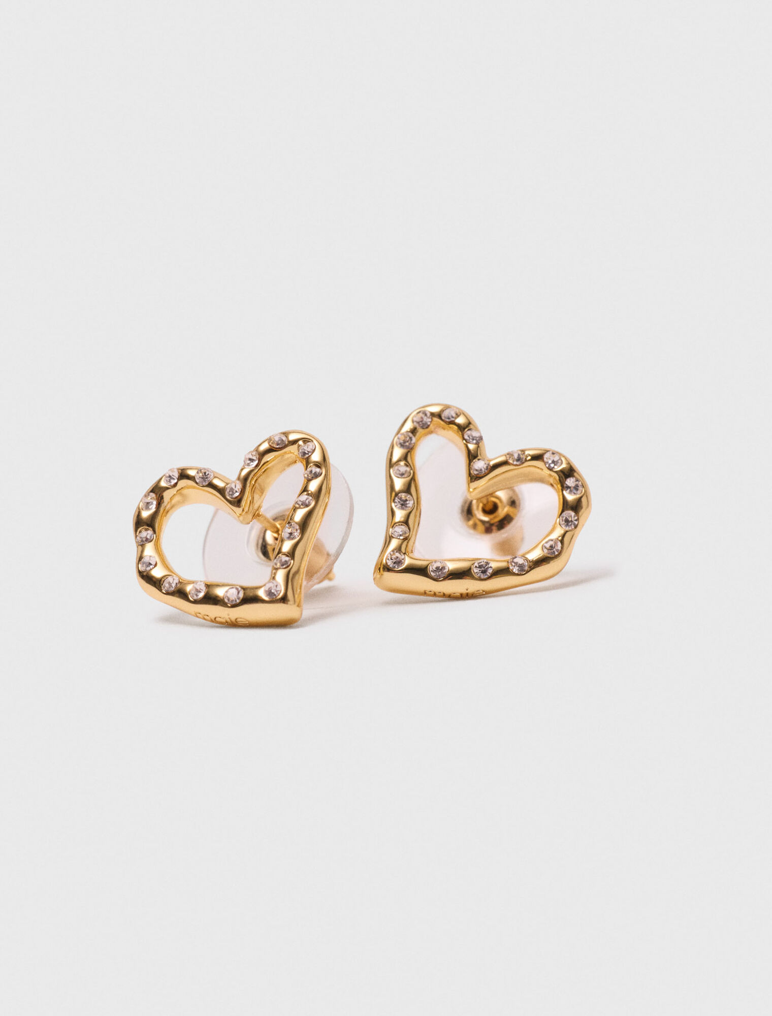 Heart rhinestone stud earrings