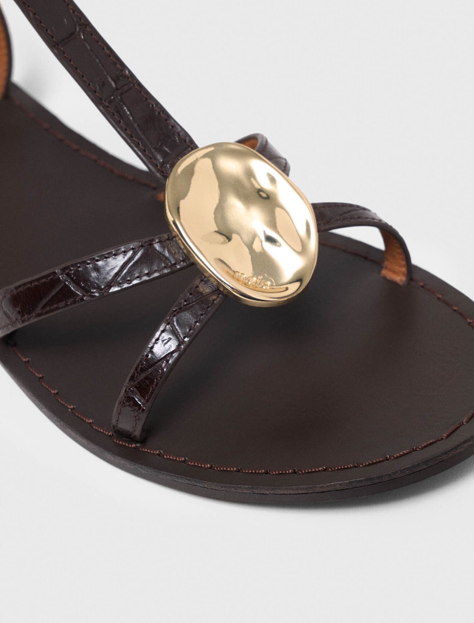 Flat leather strap sandals