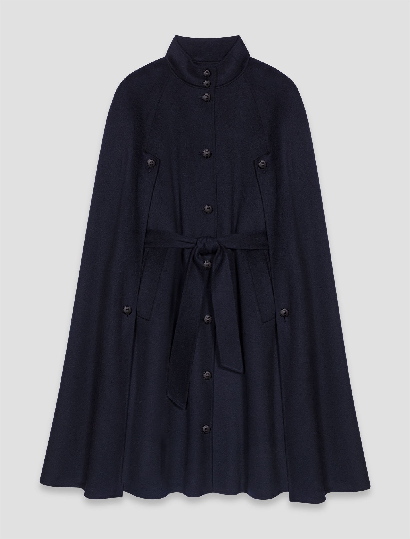 【YENN】DOUBLE FACE CAPE JACKET Long double-faced coat with cape Blue for Women | Maje