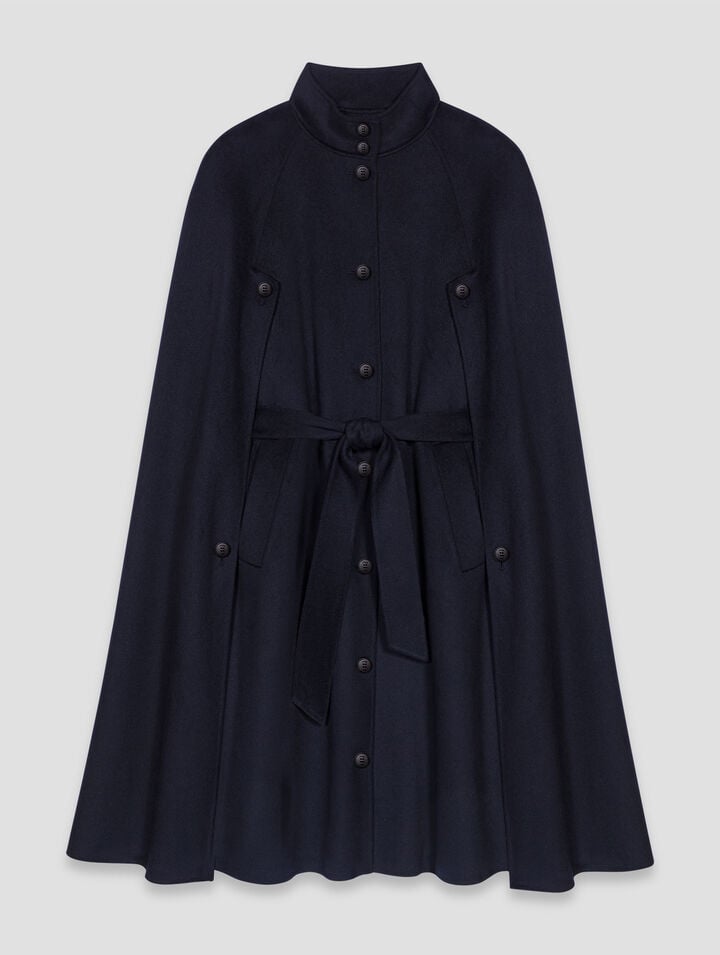 Long double-faced coat with cape