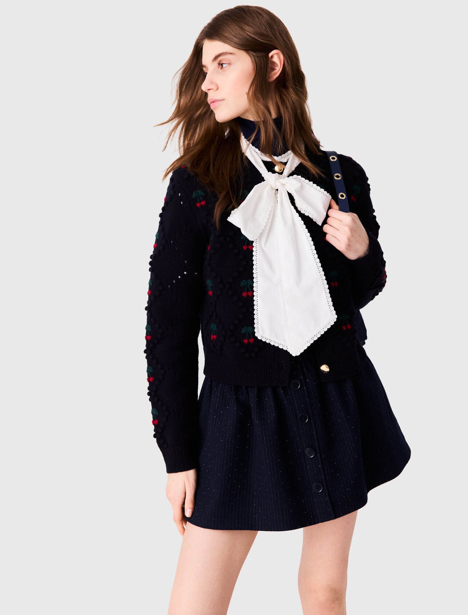 Embroidered cherry cardigan