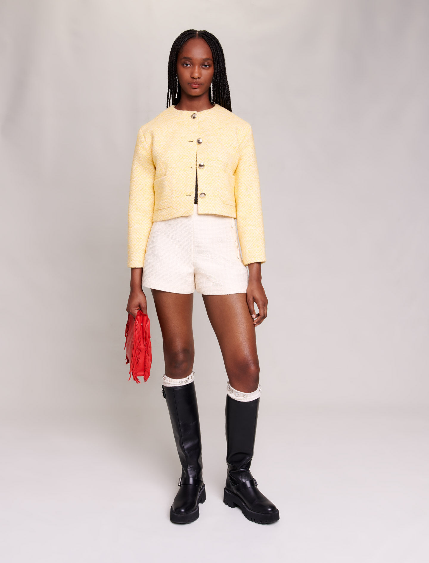 Cropped jacket in tweed Blazers Jackets Maje