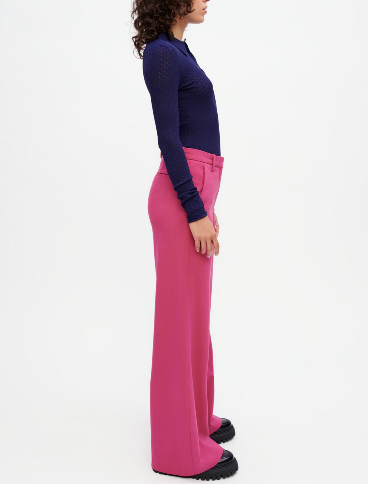 Wide-leg stretch tailoring pants