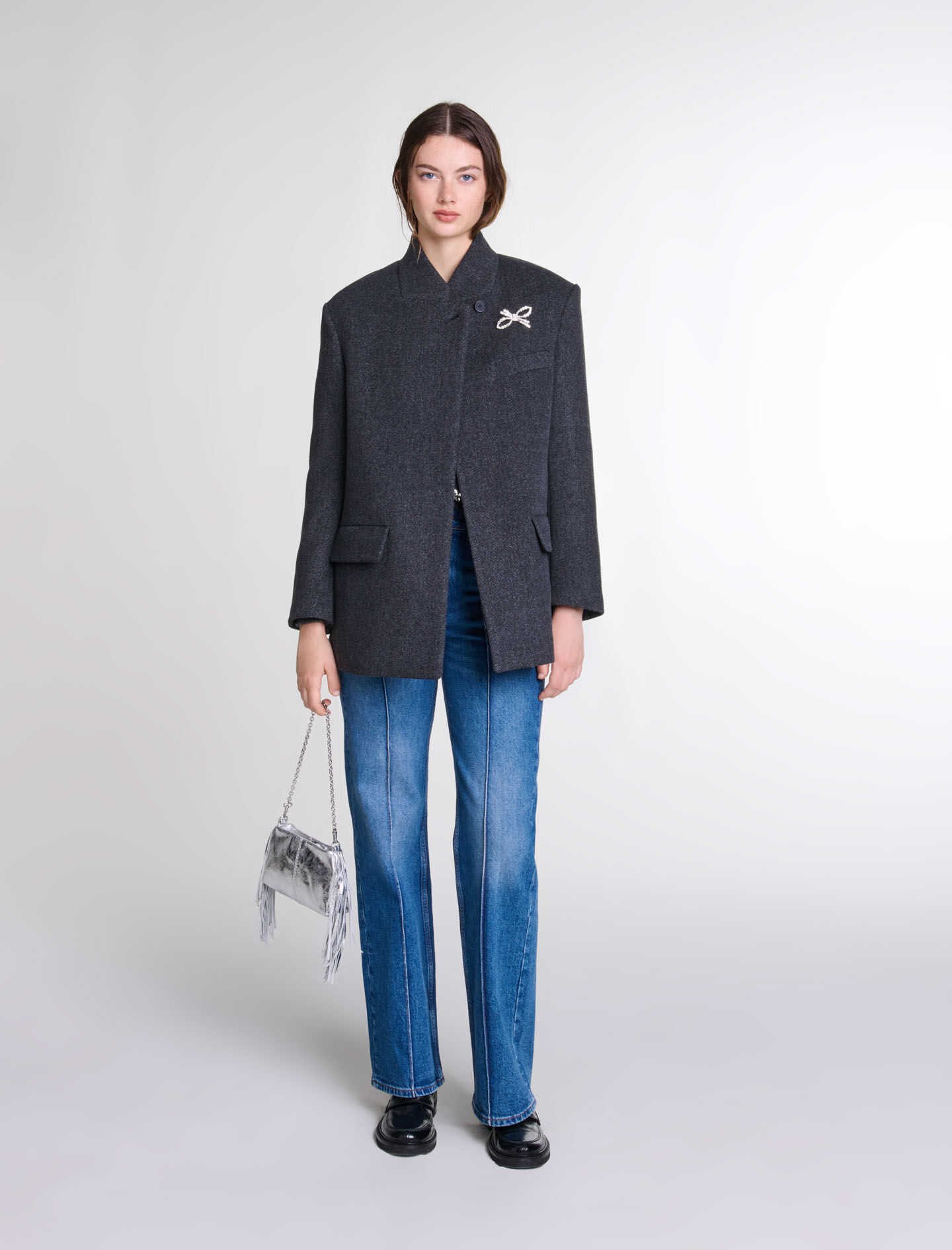 Cropped wool coat cheap