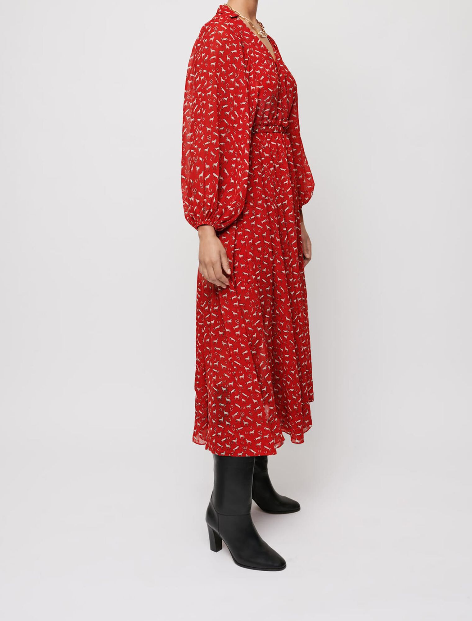 Horse print chiffon dress