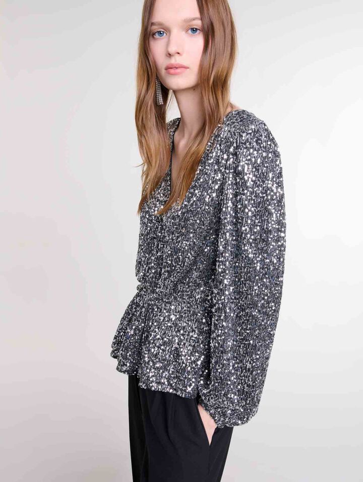 Smocked sequin top