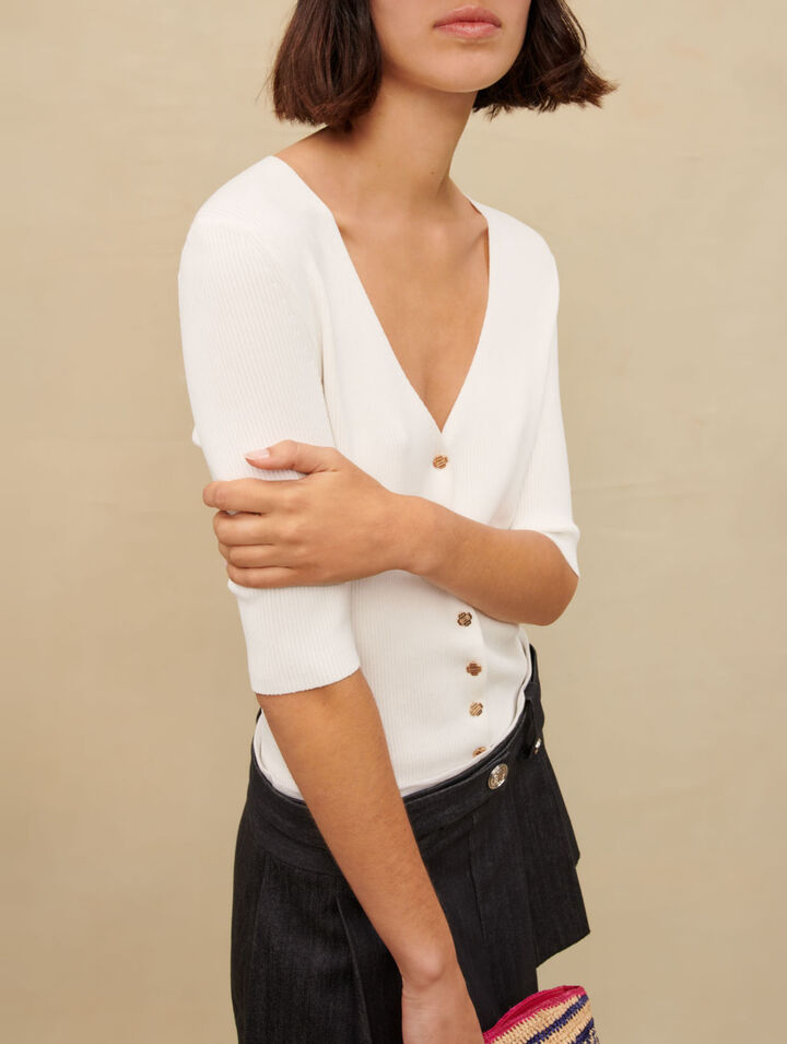Ribbed V-neck top