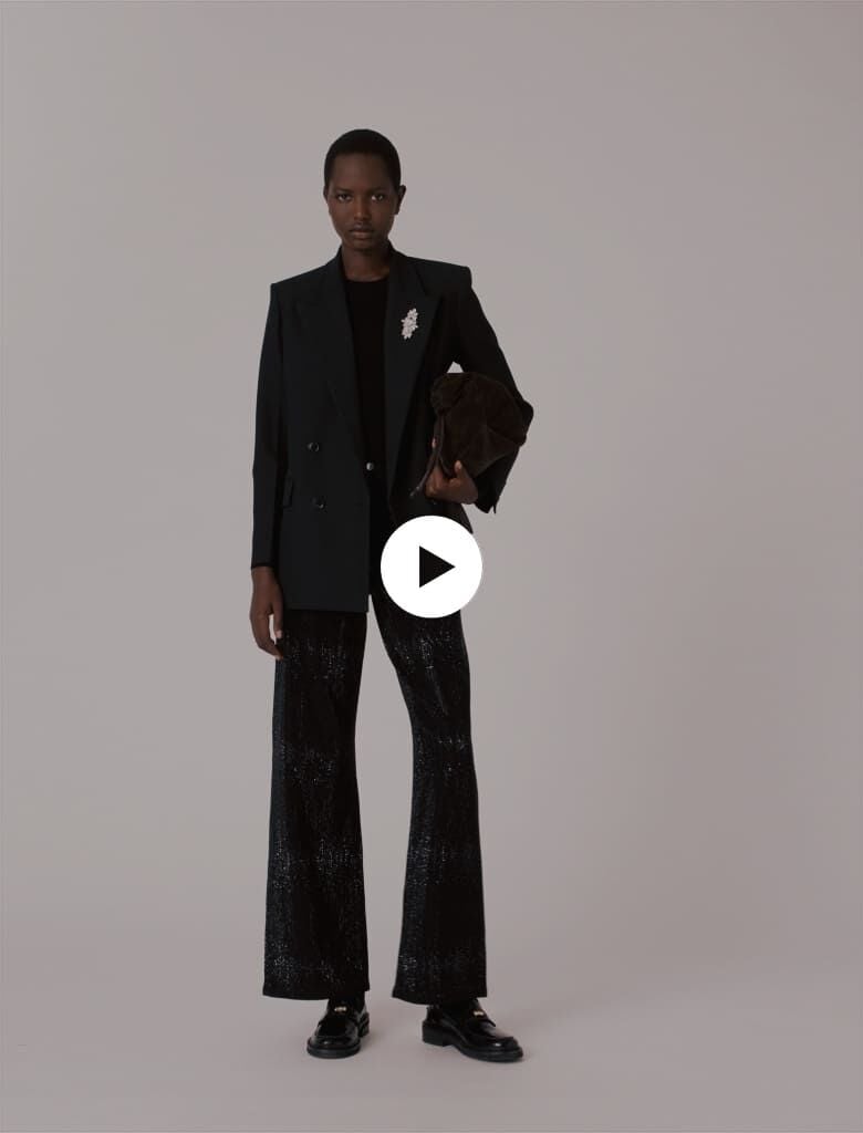 Wide-leg rhinestone jeans Black / Gray for Women | Maje