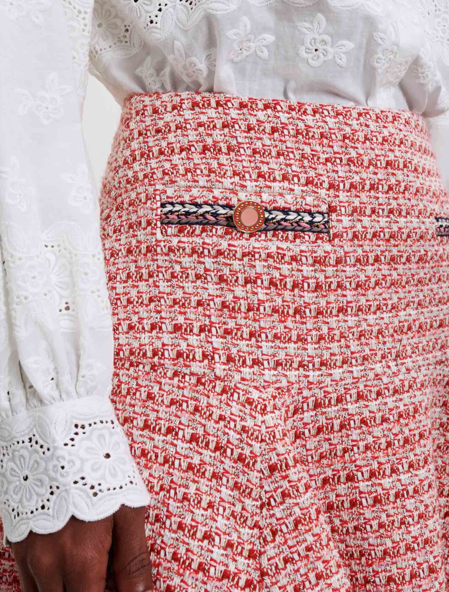Ethnic braid tweed skirt
