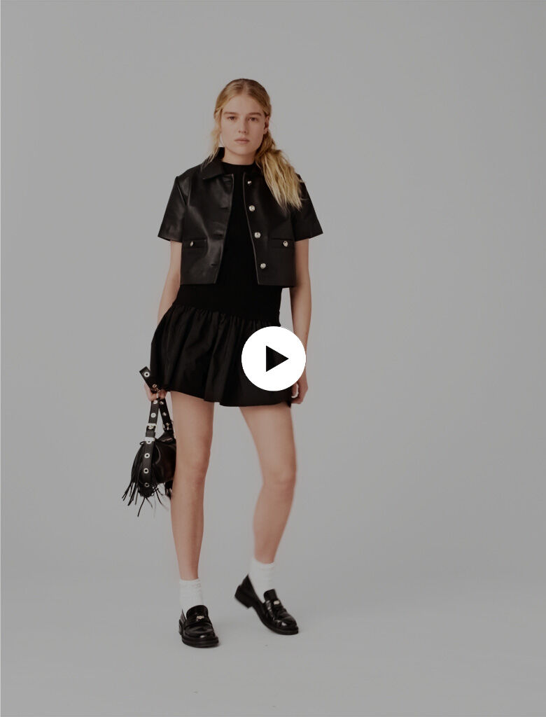 Cropped leather jacket Black for Women | Maje