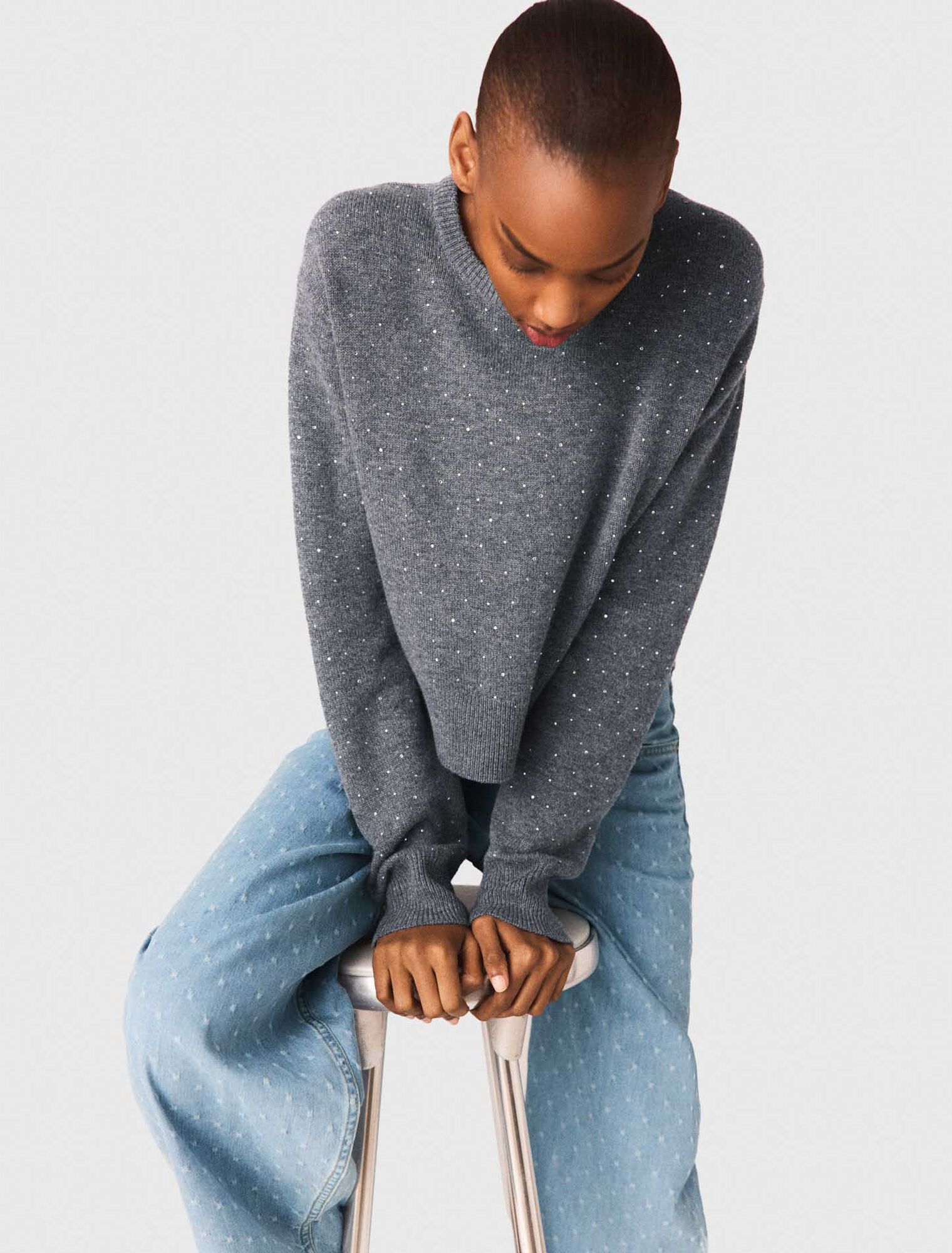 Removable rhinestone trim jumper