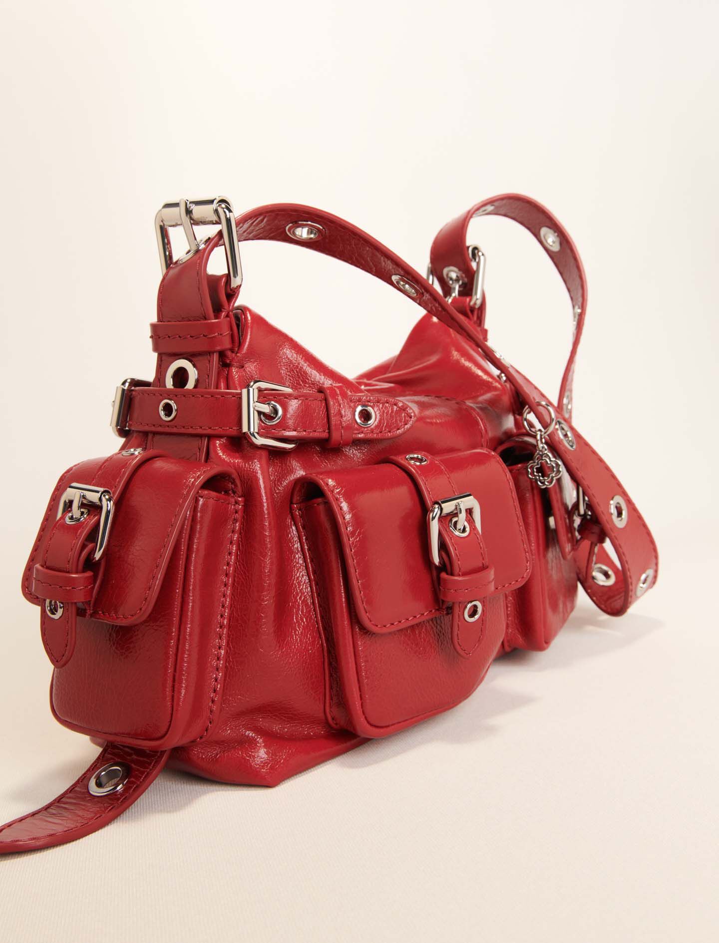 Miss M Mini cargo leather bag Red for Women | Maje