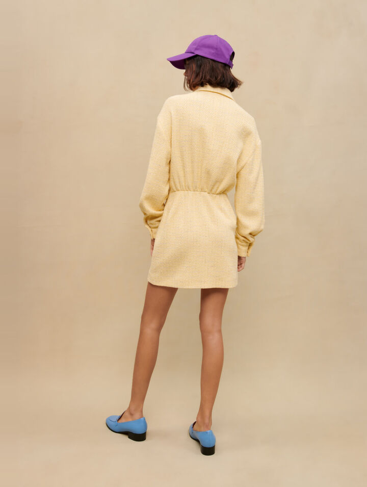 Asymmetrical lurex tweed dress