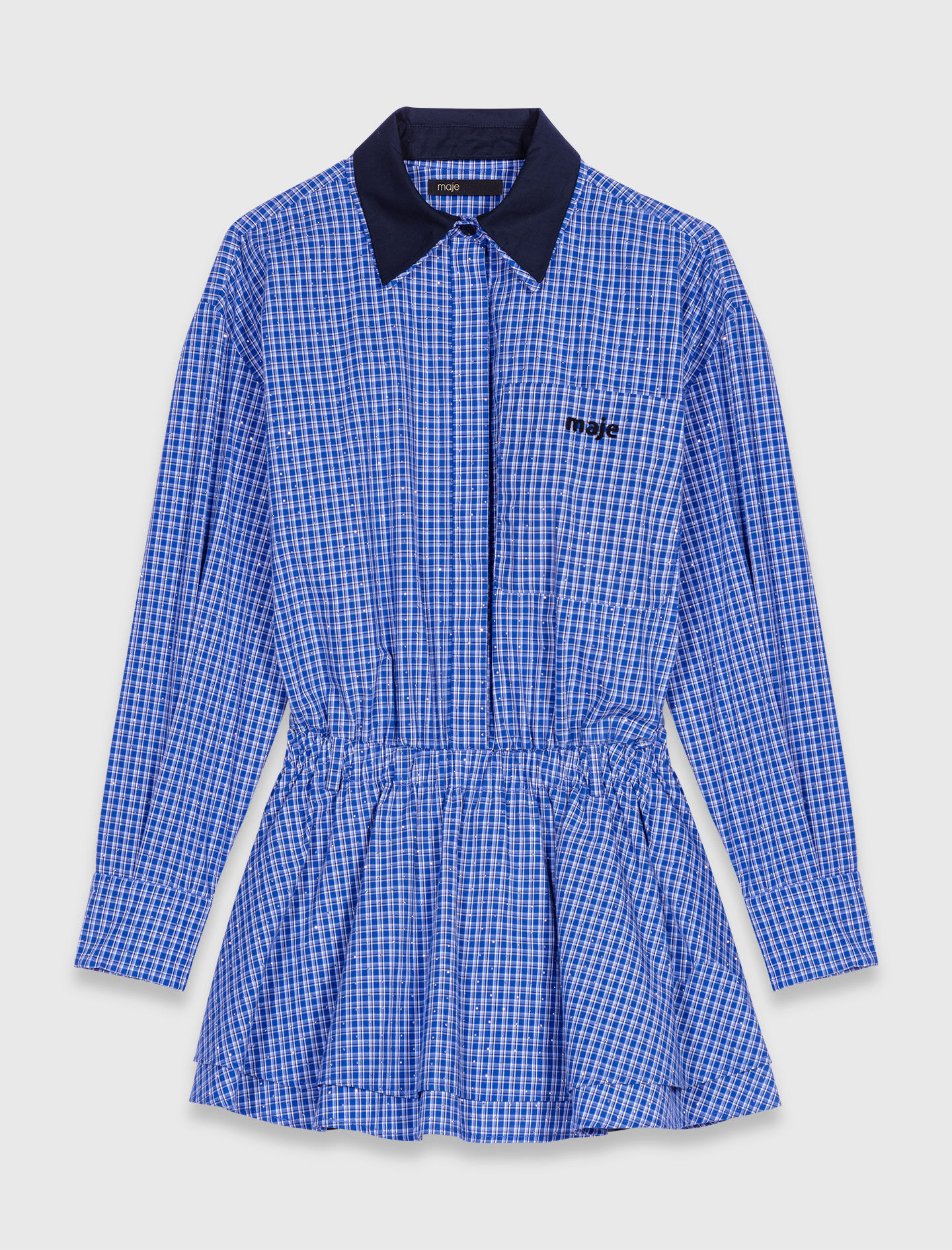 me_xxtm Stretch cotton rhinestone suit Blue for Women | Maje