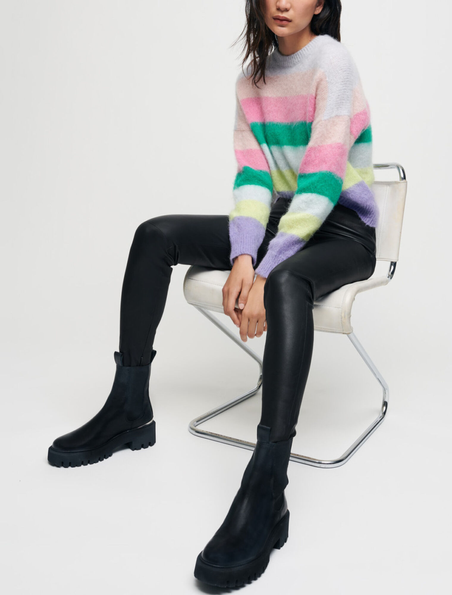Stretch high waisted leather leggings