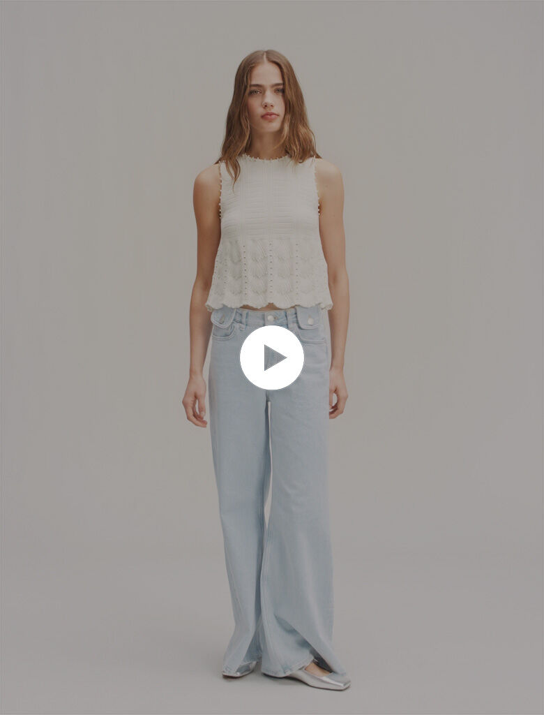 Faded wide-leg jeans Blue for Women | Maje