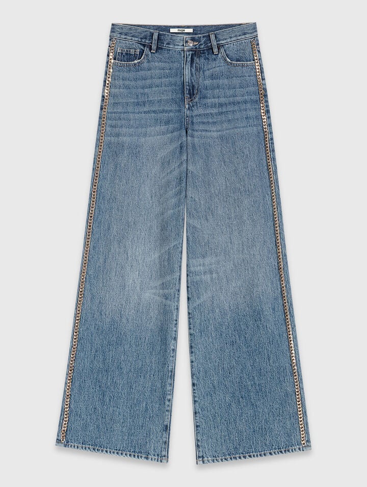 Wide-leg jeans with chains
