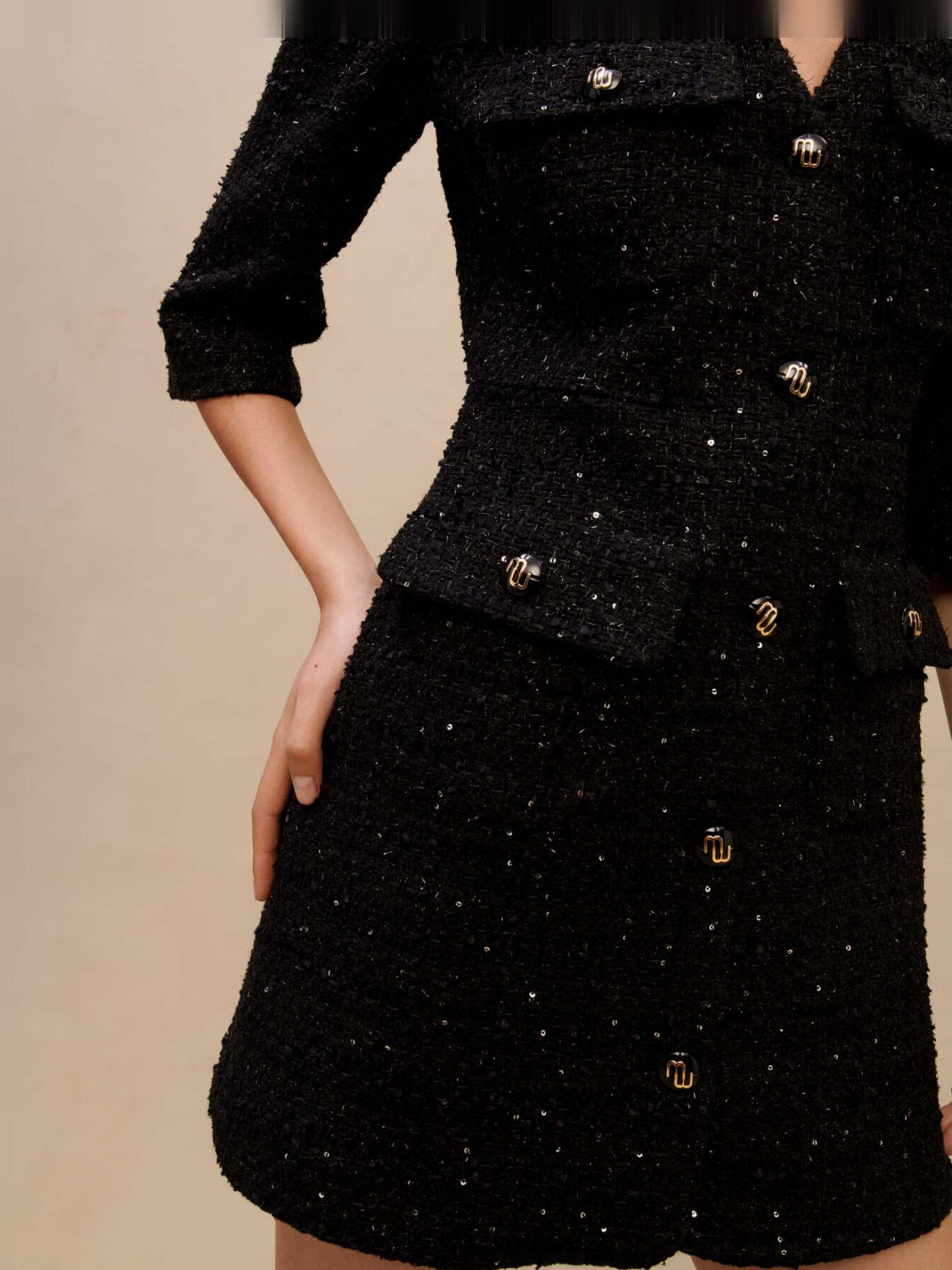 Metallic structured mini dress Black / Gray for Women | Maje
