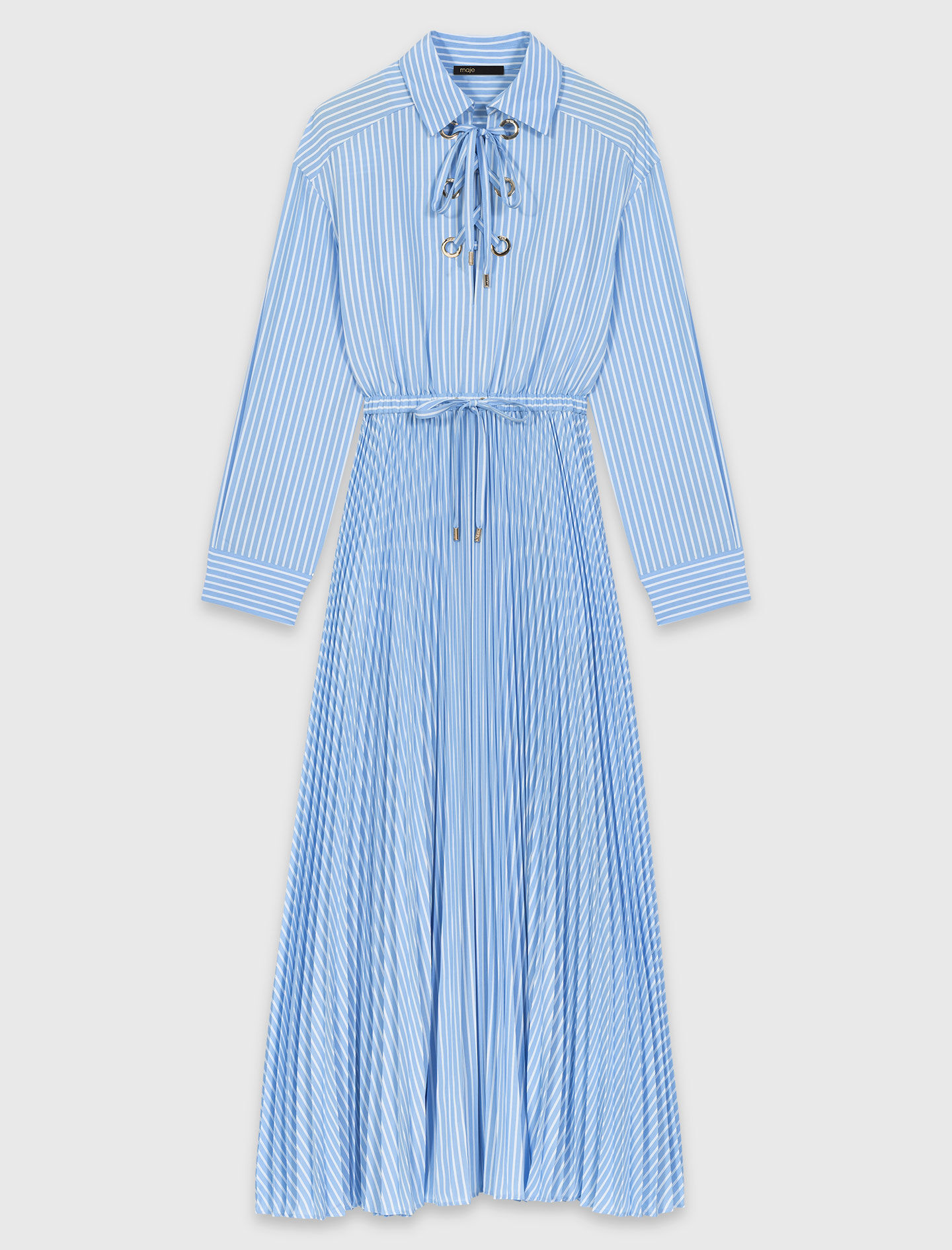 Long pleated dress with eyelets 7