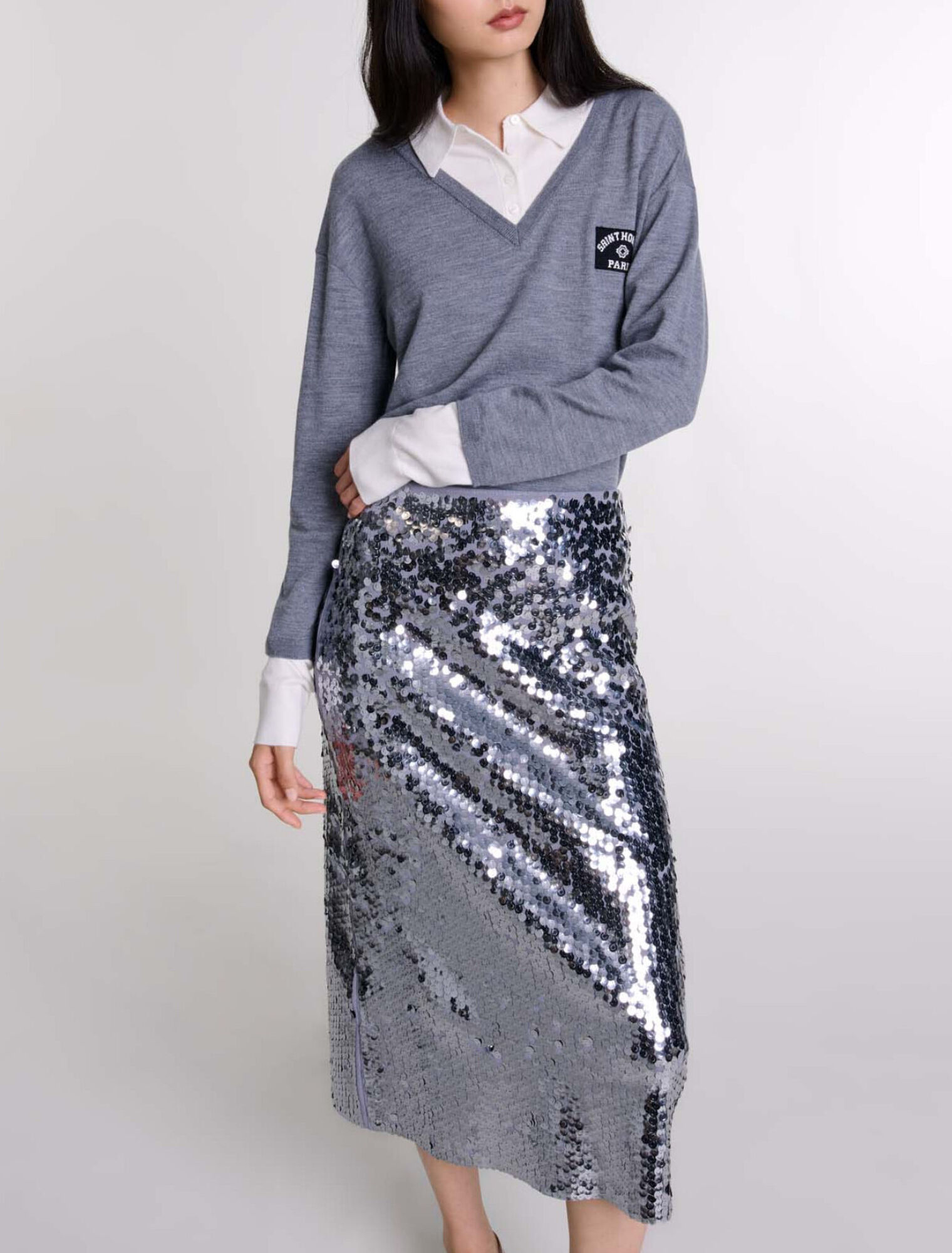 Knit skirt with sequins