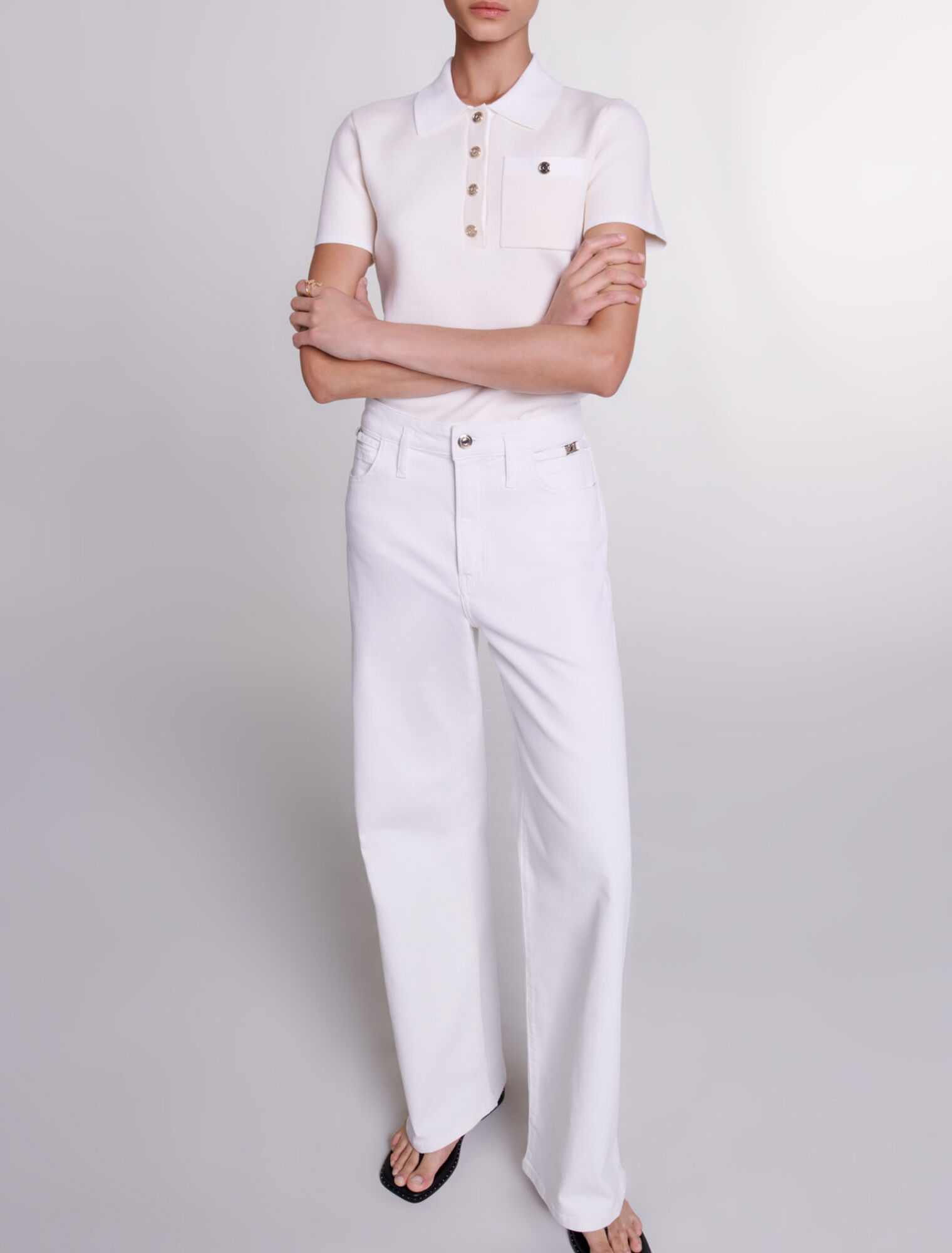 Polo collar knit top