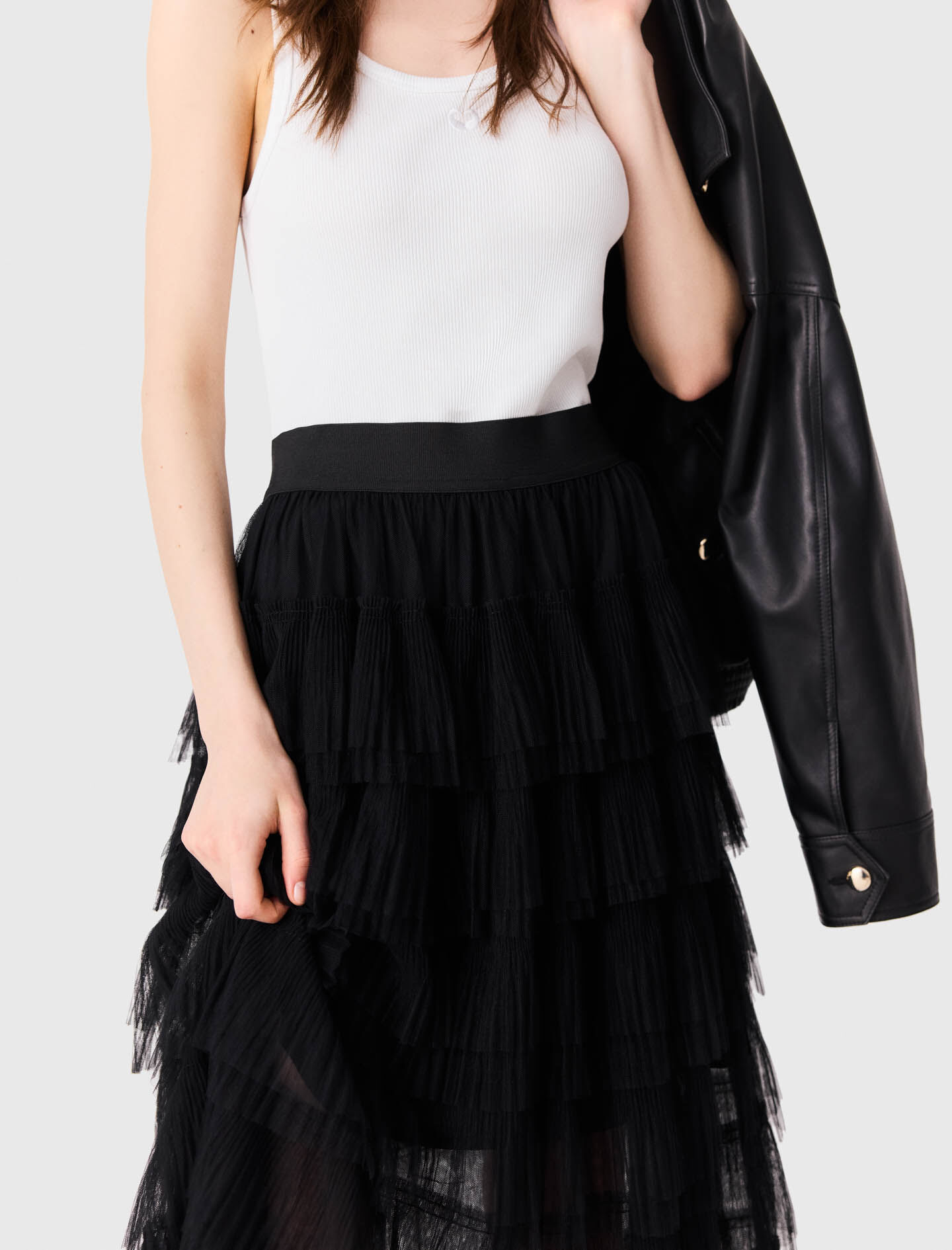 Tulle midi skirt Black for Women | Maje