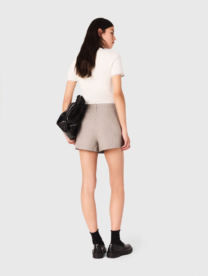 Pleated rhinestone skort