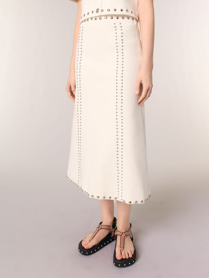 Knit midi skirt with studs